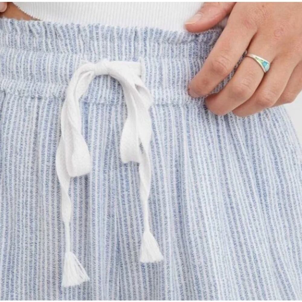 Aerie Real Good Gauze High Waisted Pant Size Small Pinstripe Blue & White - Picture 4 of 13